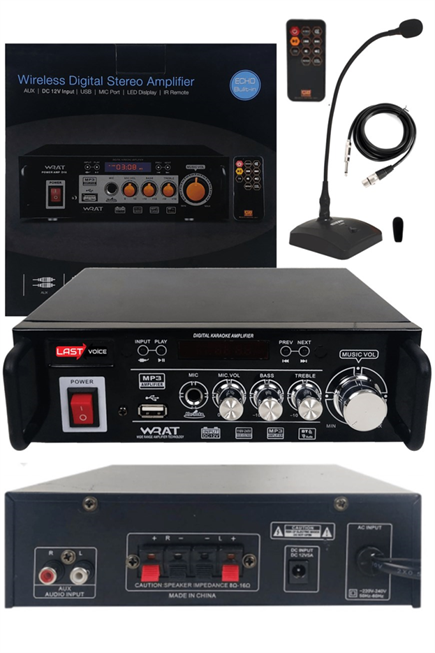 Lastvoice Lvx-140MİC Masa Mikrofonlu Stereo Anfi Amfi 2x70 Watt Bluetooth USB