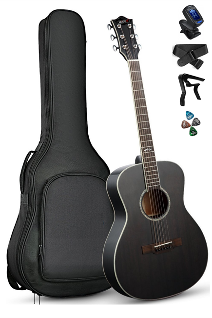 Midex XC-250BK Profesyonel Akustik Gitar 4/4 Yetişkin Üst Segment (Gigbag Çanta Tuner Capo Askı Pena)