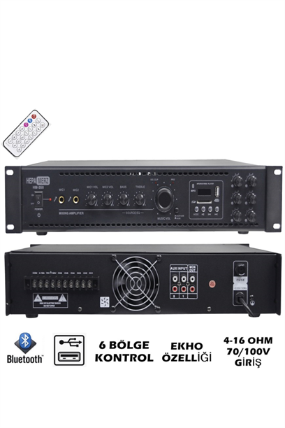 Hepa Merz HM350 - 6 Bölgeli Anfi 350 Watt 6 Zone Mikser Amfi Usb Bluetooth