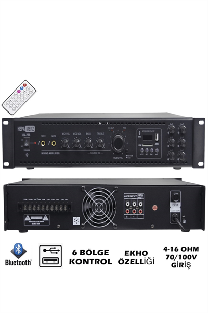 Hepa Merz HM750 - 6 Bölgeli Anfi 750 Watt 6 Zone Mikser Amfi Usb Bluetooth