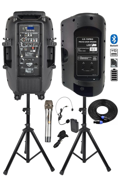 Hepa Merz HS-1400B SET Şarjlı Taşınabilir Portatif Ses Sistemi Aktif + Pasif (1400 Watt + 1000 Watt)