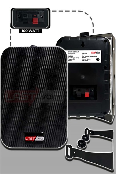 Lastvoice Black Large Paket-5 Hoparlör ve Anfi Anons Ses Sistemi Seti