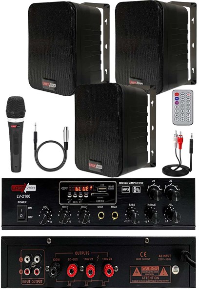 Lastvoice Black Soft Paket-2 Hoparlör Anfi Mikrofon Mağaza Ses Sistemi Seti