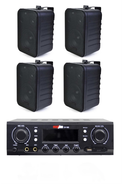 Lastvoice Black Wall Small Paket-2 Hoparlör ve Anfi Ses Sistemi Seti (1 ANFİ + 4 HOPARLÖR)
