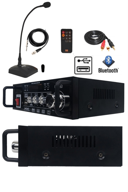 Lastvoice Lvx-140MİC Masa Mikrofonlu Stereo Anfi Amfi 2x70 Watt Bluetooth USB
