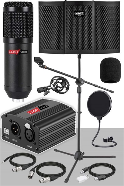 Lastvoice Pack Set-2 BM800 Mikrofon + Stand + Yalıtım Paneli + Filtre + Phantom Power