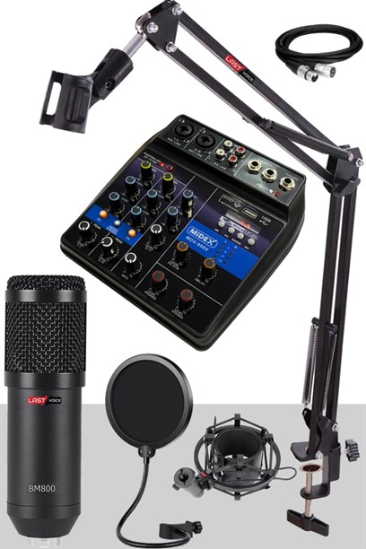 Lastvoice Rec Paket-1 BM800 Mikrofon Phantomlu Mikser Stand Filtre Set
