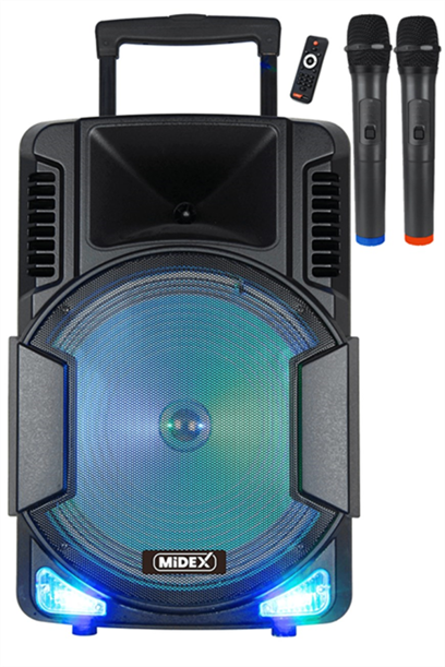 Midex 1200 Watt Mikrofonlu Karaoke Eğlence Ses Sistemi (Bluetooth Kayıt Usb Şarjlı)
