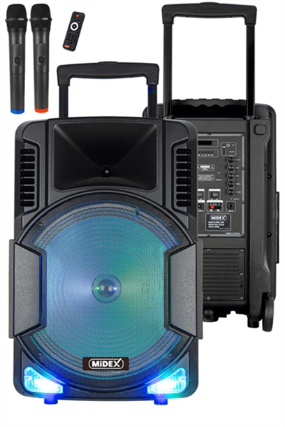 Midex 1200 Watt Mikrofonlu Karaoke Eğlence Ses Sistemi (Bluetooth Kayıt Usb Şarjlı)