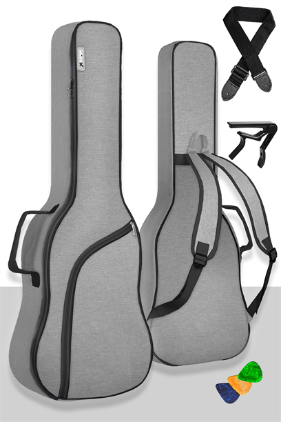 Midex CS-41PUKSET Akustik Gitar Çantası Soft Case Kılıf Gigbag (Askı Capo Pena Dahil)