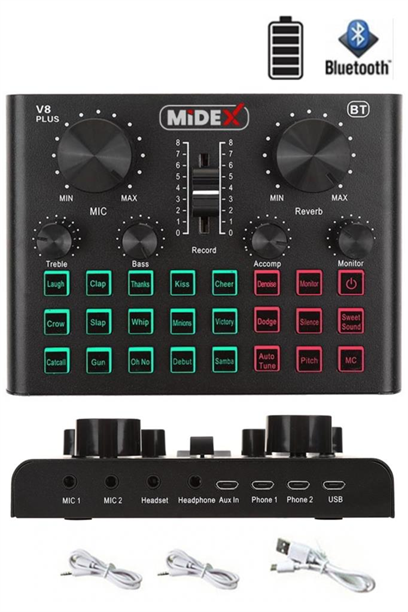 Midex GMX-1 Record Head Set Condenser Mikrofon Kulaklık Ses Kartı Canlı Yayın Paketi (Telefon ve PC)