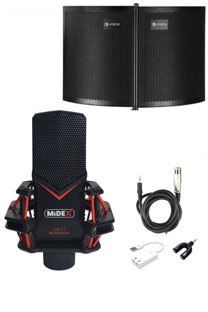 Midex GMX-1PF Condenser Stüdyo Mikrofonu ve Yalıtım Paneli (PC ve Telefon)