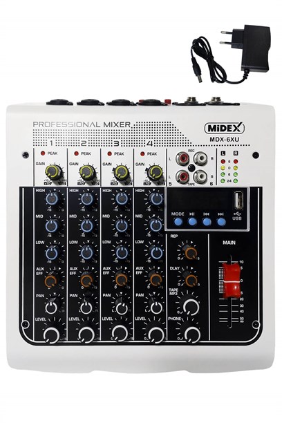 Midex MDX-6XU 6 Kanal Ses Mikseri Deck Mikser
