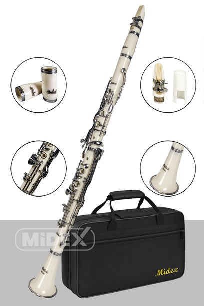 Midex MK-404ST Profesyonel Sol Klarnet 4 Yüzüklü Standlı Full Set