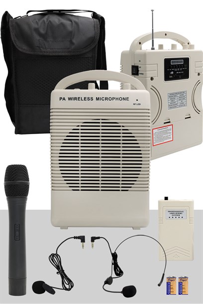 Midex MR-100EY Portatif Şarjlı Ekholu Taşınabilir Mevlüt Anfisi 100 Watt (EL Yaka Headset Mikrofon)