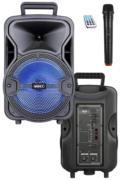 Midex MXR-200 Mini Taşınabilir Seyyar Mikrofonlu Akülü Ses Sistemi Hoparlör (200 Watt 8İNÇ)