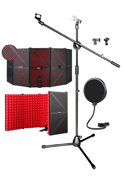 Midex PF-44X RED Mikrofon Standı Filtre ve Ses Yalıtım İzolasyon Paneli
