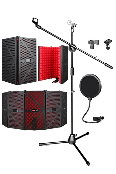 Midex PF-44X RED Mikrofon Standı Filtre ve Ses Yalıtım İzolasyon Paneli
