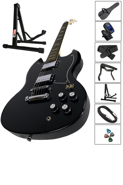 Midex SGX-170BK Üst Segment SG Special Elektro Gitar Set Masif Ağaç (HH)
