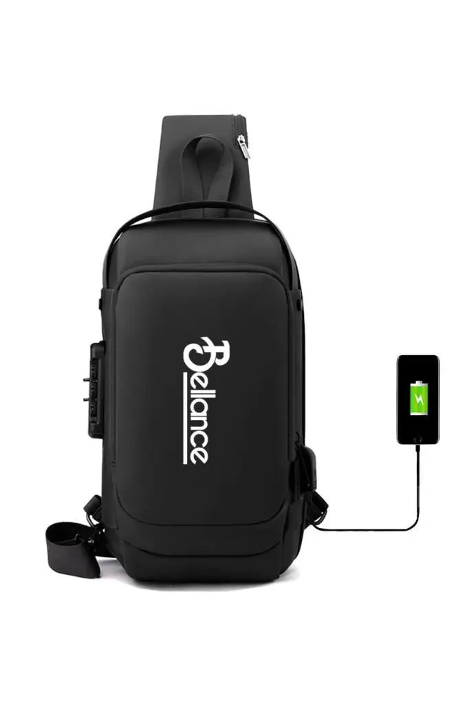 Bellance BLG-50BK Su Geçirmez Şifre Kilidi USB Omuz Göğüs Çantası