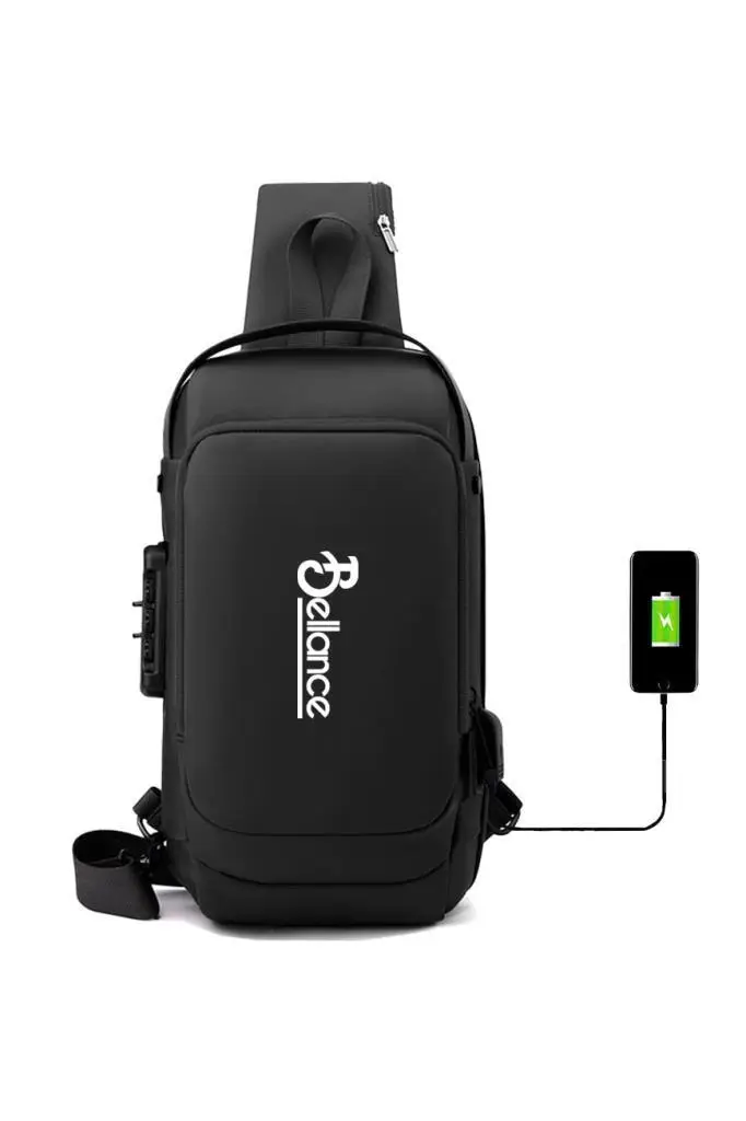 Bellance BLG-50BK Su Geçirmez Şifre Kilidi USB Omuz Göğüs Çantası