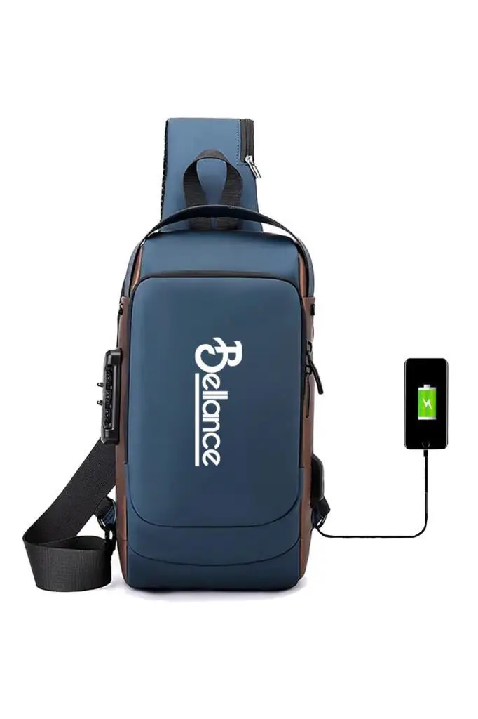 Bellance BLG-50BL Su Geçirmez Şifre Kilidi USB Omuz Göğüs Çantası