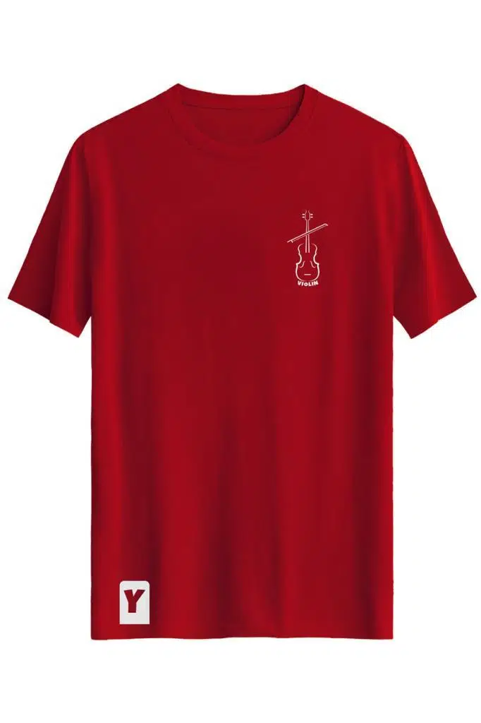 Bellance Keman Baskılı Slim Fit Tişört Bisiklet Yaka T-Shirt