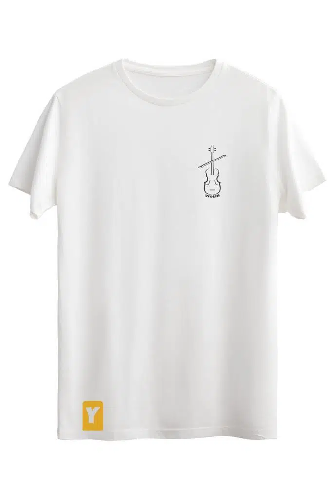 Bellance Keman Baskılı Slim Fit Tişört Bisiklet Yaka T-Shirt