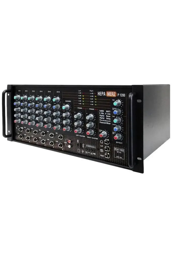 Hepa Merz 1200W Profesyonel Kaliteli Stereo Cami Anfisi 2x600W Ekho Reverb 100V/8 Ohm Usb Bt (Powerful P1200)