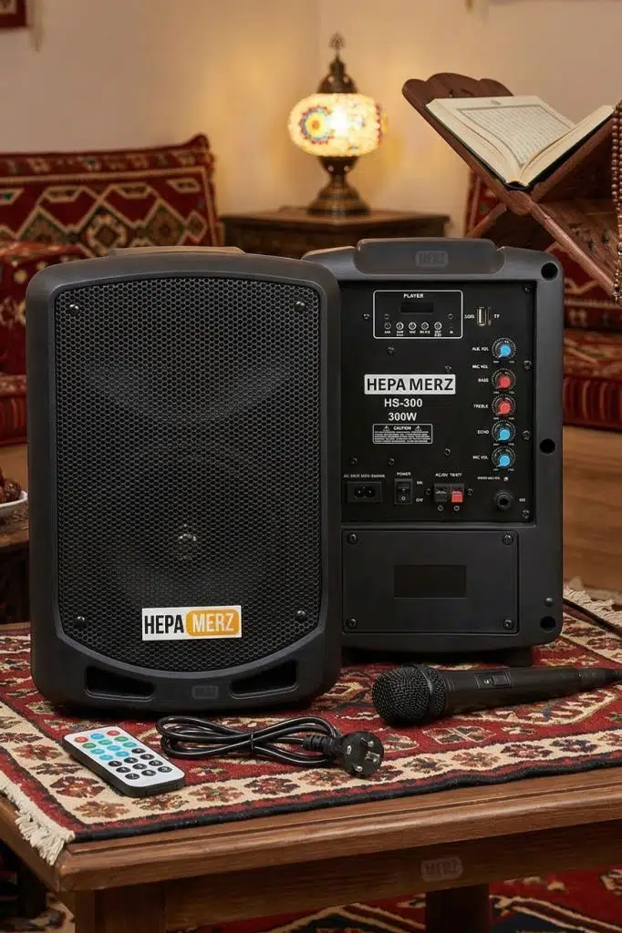 Hepa Merz 300W Şarjlı Portatif Seyyar Mikrofonlu Mevlüt Amfisi 6.5 İNÇ (HS-300)