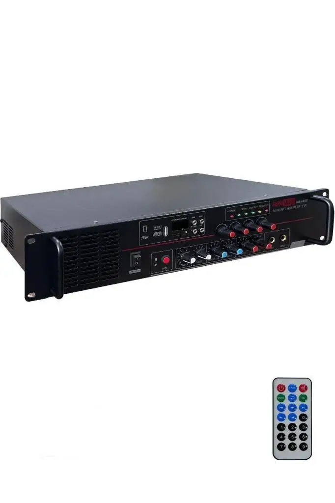 Hepa Merz HB-4400 Mixer Amfi 4 Bölgeli 4 Çıkışlı Anfi Zonlu 4x100W Bluetooth Usb