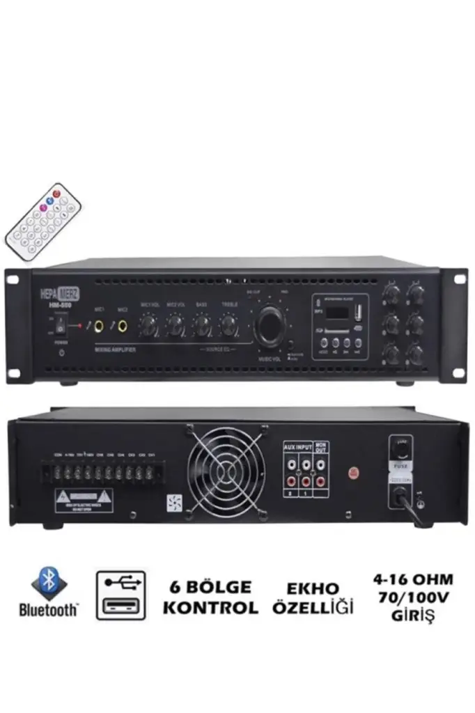 Hepa Merz HM550 - 6 Bölgeli Anfi 550 Watt 6 Zone Mikser Amfi Usb Bluetooth
