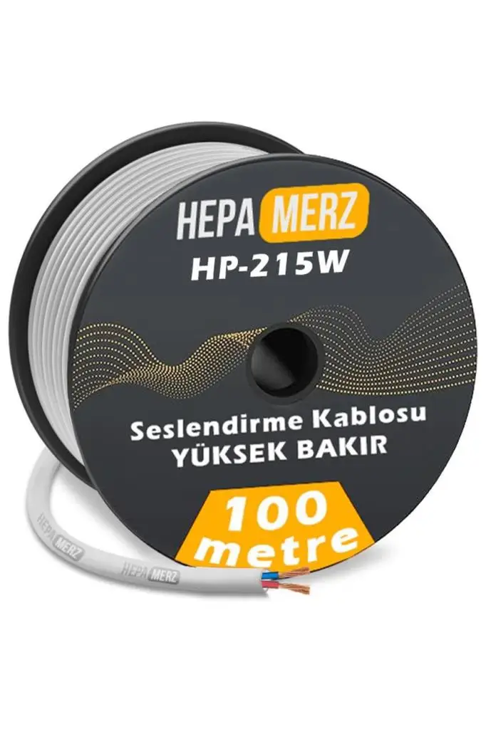 Hepa Merz Hp-215WH Tam Bakır 2x1.5 mm Hoparlör Ses Kablosu 100 Mt (Beyaz)