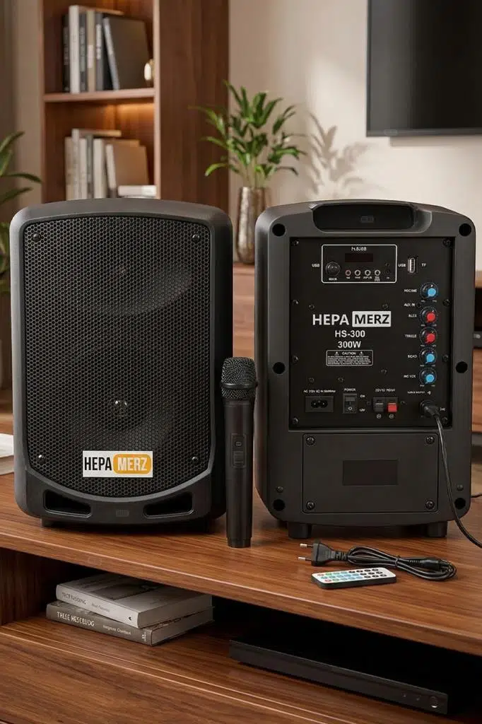 Hepa Merz HS-300 Taşınabilir Şarjlı Ses Sistemi Mikrofonlu Bluetooth Usb 6.5 İNÇ 300W