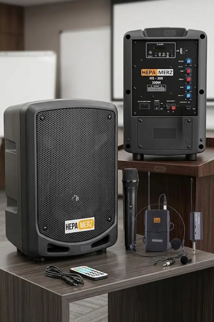 Hepa Merz HS-300EX Taşınabilir Şarjlı Ses Sistemi Çift Mikrofonlu Bluetooth Usb 6.5 İNÇ 300W