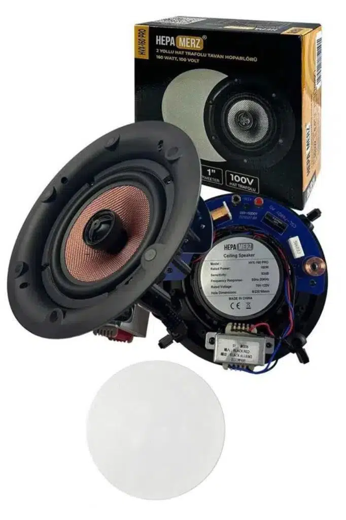 Hepa Merz HVX-160 PRO Üst Seviye Alçıpan Tavan Hoparlörü 16 cm 160 Watt 100V Trafolu (Adet)
