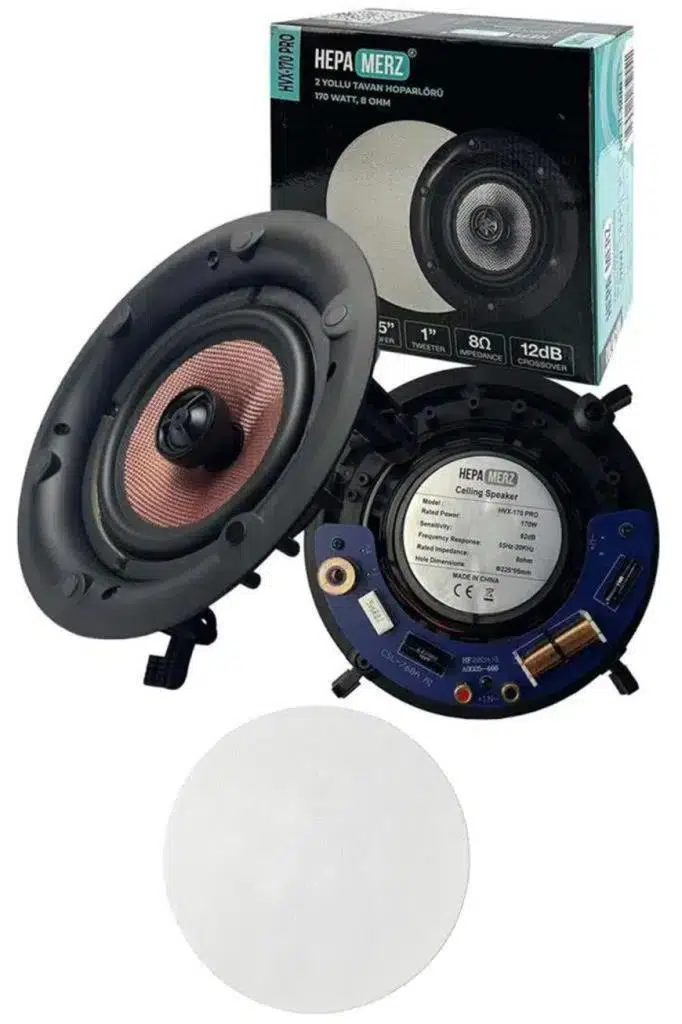 Hepa Merz HVX-170 PRO Alçıpan Tavan Hoparlörü 16 cm 170W 8 Ohm Siyah-Beyaz Kullanım