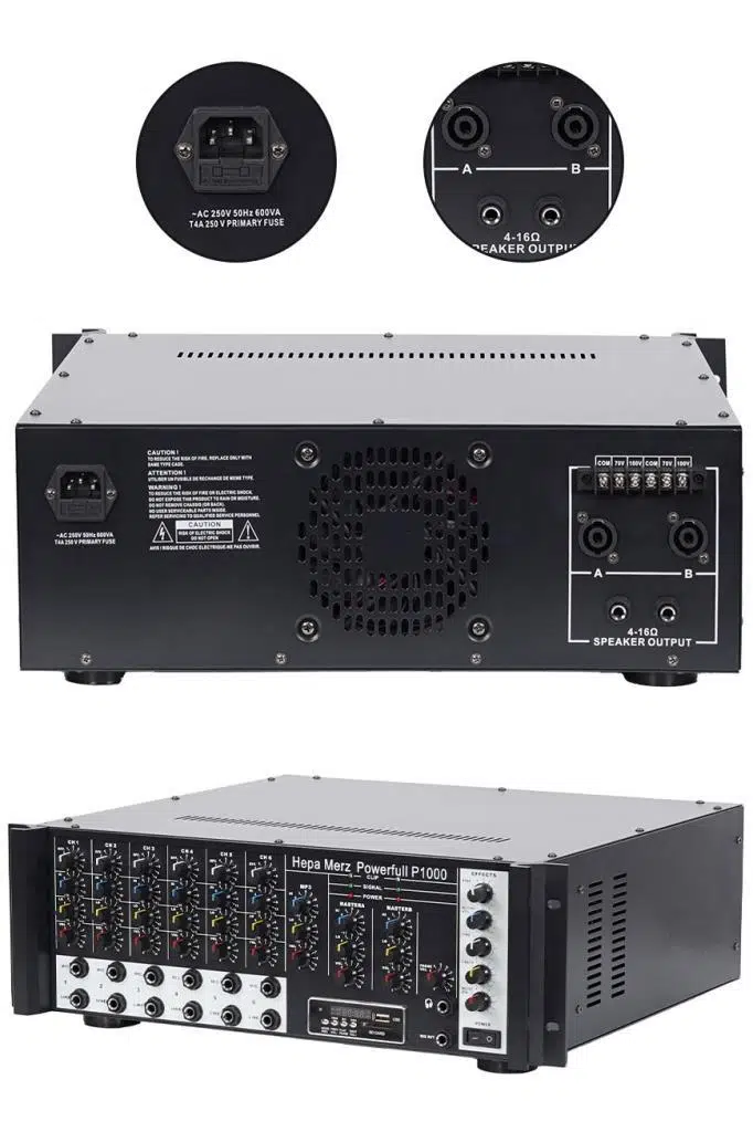 Hepa Merz P1000 6 Kanal 2x500W Stereo Amfi 1000W Power Mikser Bluetooth USB 100V Hat Trafolu