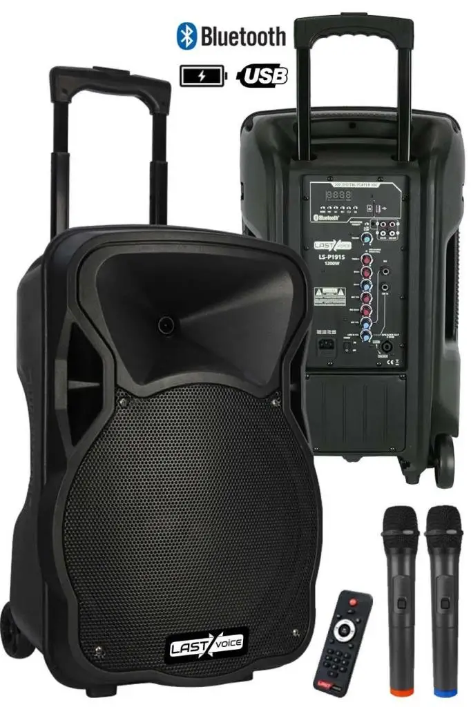 Lastvoice 1200W 15 İNÇ Portatif Şarjlı Mikrofonlu Ekholu Mevlüt Anfisi (LS-P1915EE)