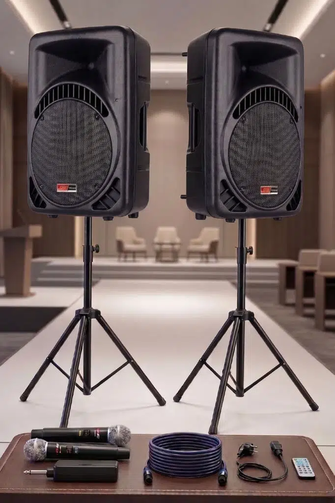 Lastvoice AMPLE-12PAK Taşınabilir 1600W 12 inç İkili Aktif Pasif Hoparlör Ses Sistemi Paketi