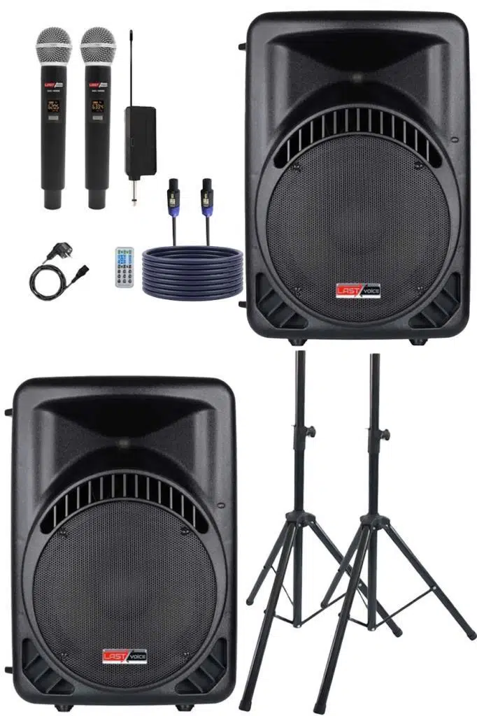 Lastvoice AMPLE-12PAK Taşınabilir 1600W 12 inç İkili Aktif Pasif Hoparlör Ses Sistemi Paketi