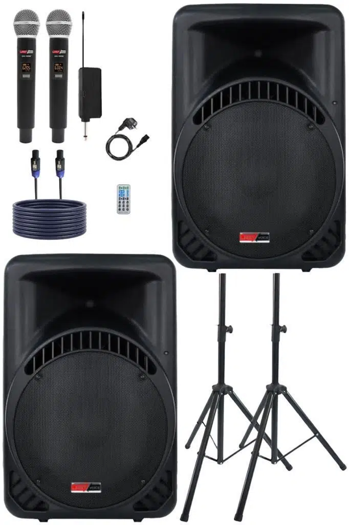 Lastvoice AMPLE-15PAK Taşınabilir 2000W 15 inç İkili Aktif Pasif Hoparlör Ses Sistemi Paketi