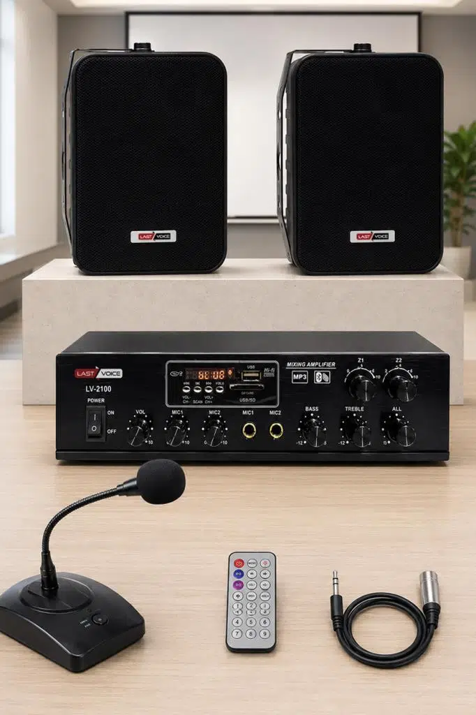 Lastvoice Black Large Paket-1 Hoparlör ve Anfi Anons Ses Sistemi Seti