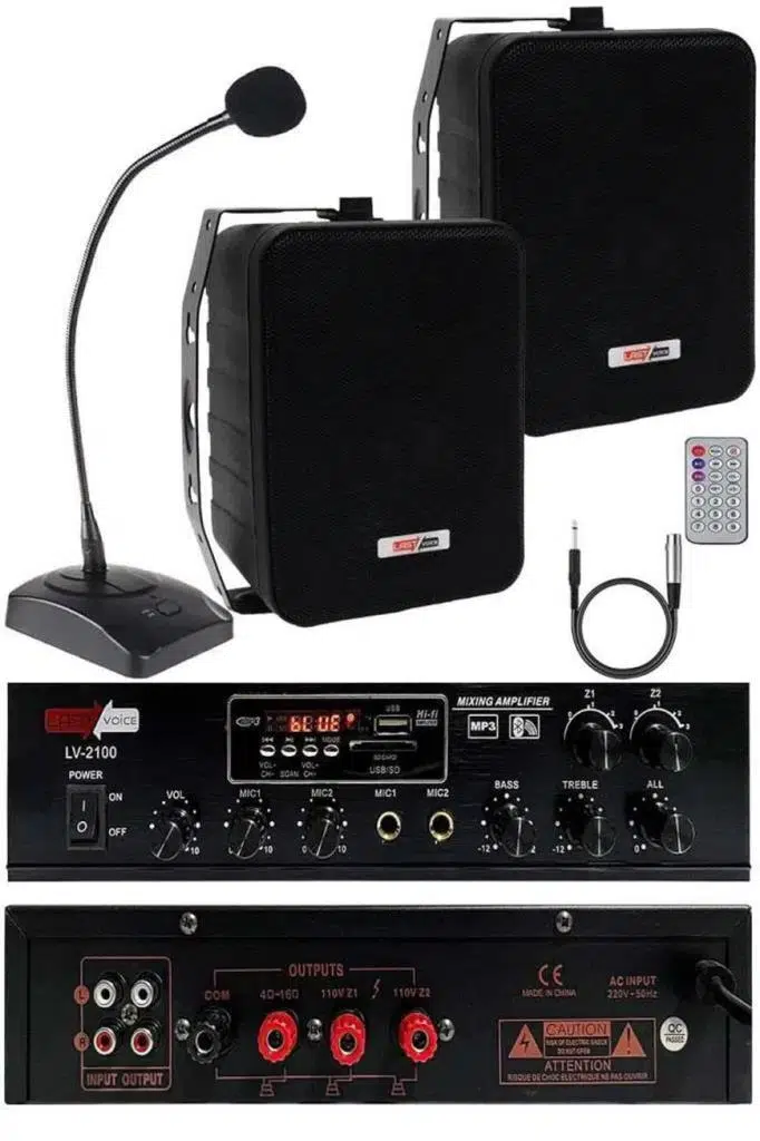 Lastvoice Black Large Paket-1 Hoparlör ve Anfi Anons Ses Sistemi Seti