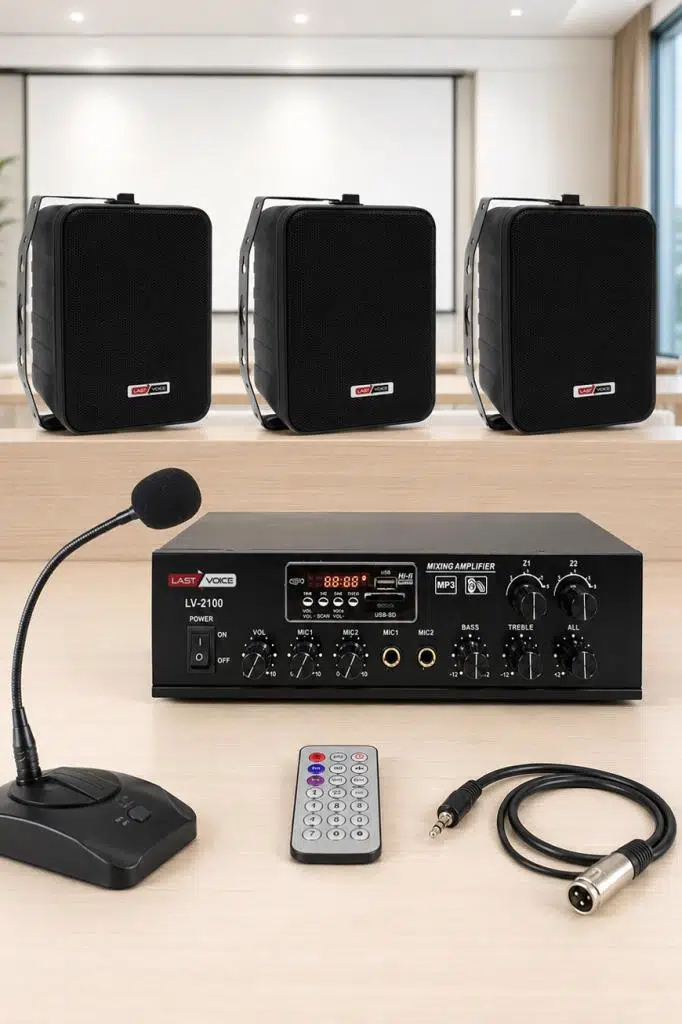 Lastvoice Black Large Paket-2 Hoparlör ve Anfi Anons Ses Sistemi Seti