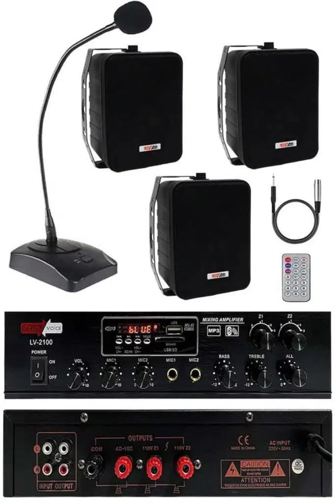 Lastvoice Black Large Paket-2 Hoparlör ve Anfi Anons Ses Sistemi Seti