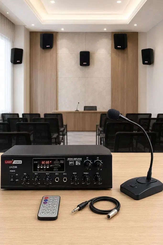 Lastvoice Black Large Paket-4 Hoparlör ve Anfi Anons Ses Sistemi Seti