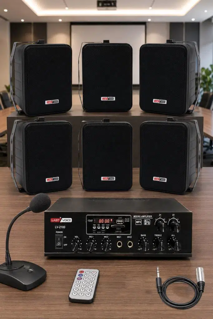 Lastvoice Black Large Paket-5 Hoparlör ve Anfi Anons Ses Sistemi Seti