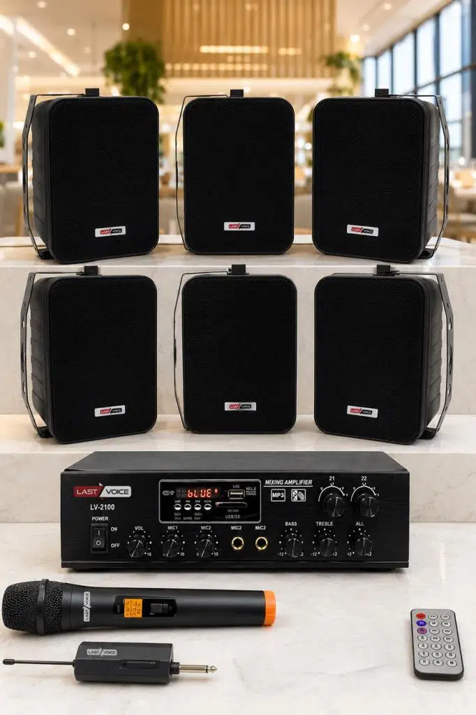Lastvoice Black Large Plus Paket-5 Hoparlör ve Anfi Anons Ses Sistemi Seti