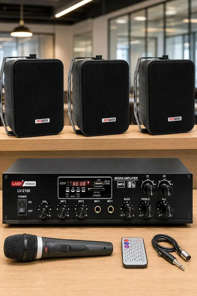 Lastvoice Black Soft Paket-2 Hoparlör Anfi Mikrofon Mağaza Ses Sistemi Seti
